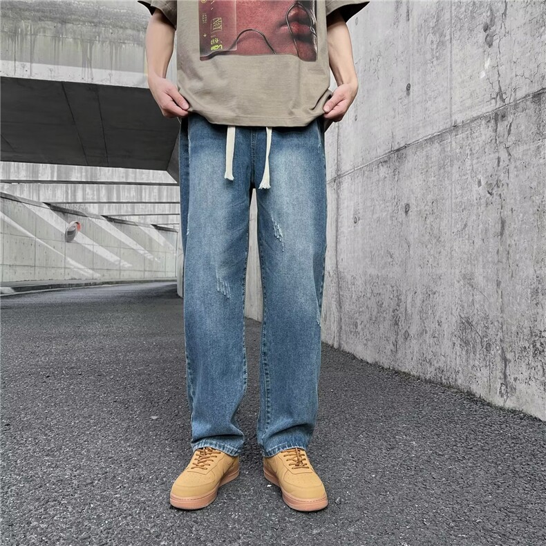 美式个性牛仔裤男韩版潮流痞子帅2026夏季新款ins直筒裤RK221-P39,男装牛仔裤,星座412
