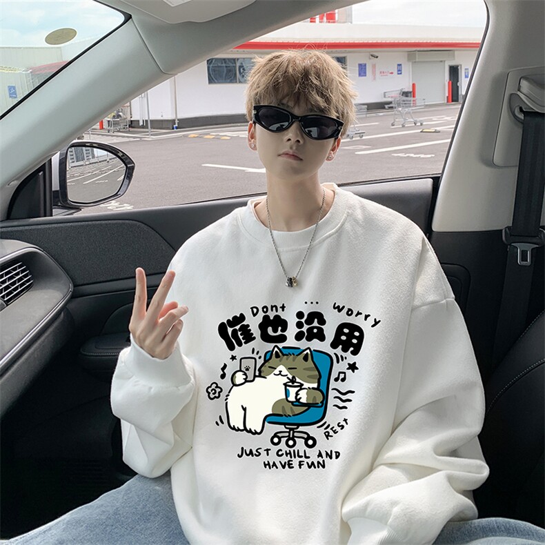 8XL圆领卫衣男超大码胖子肥佬大号长袖t恤S6403-P28加绒款-P33,男装T恤,电商A040
