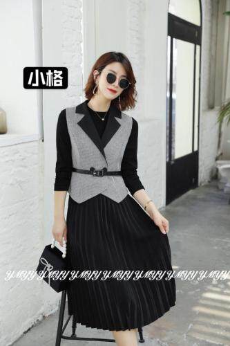 现货秋季新款连衣裙两件套，女装连衣裙，依美依缘