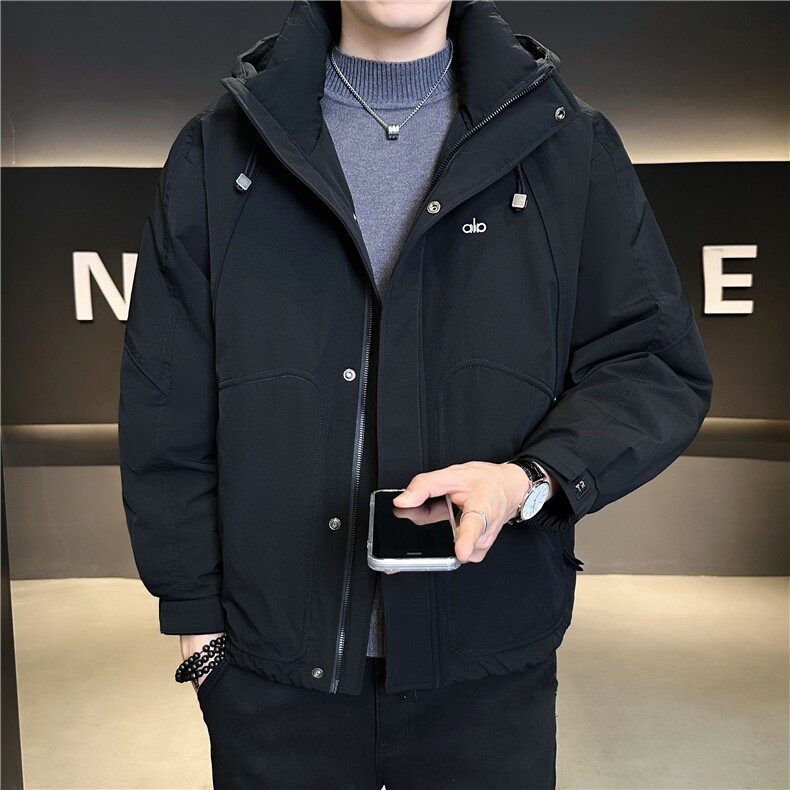 55805-L-3XL-P215标50绒店主风男士连帽休闲冬季纯色羽绒服外套图片
