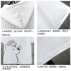 LD54166-P45连帽短袖t恤男大码胖子带帽五分袖中袖展架，男装T恤，电商A040A