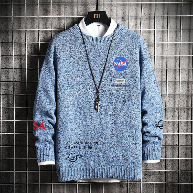 NASA加厚加绒毛衣男大码毛线衣男针织衫M19243-P45加绒款-P65网格,男装针织衫/毛衣,电商A040A