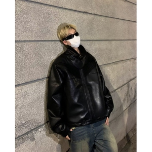 派克服男秋冬通勤宽松休闲痞帅机车皮衣夹克W9300-P75图片