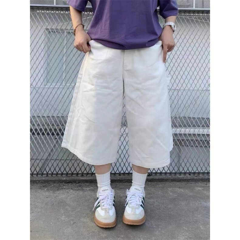 纯色休闲短裤2025夏季新款宽松百搭阔腿七分裤-NZ33-网络图,男装牛仔裤,星座1002-2