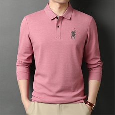 爸爸长袖t恤男纯棉中年休闲polo衫翻领衣服春秋薄款秋装上衣秋衣，男装T恤，钱塘6003A(原)4033A