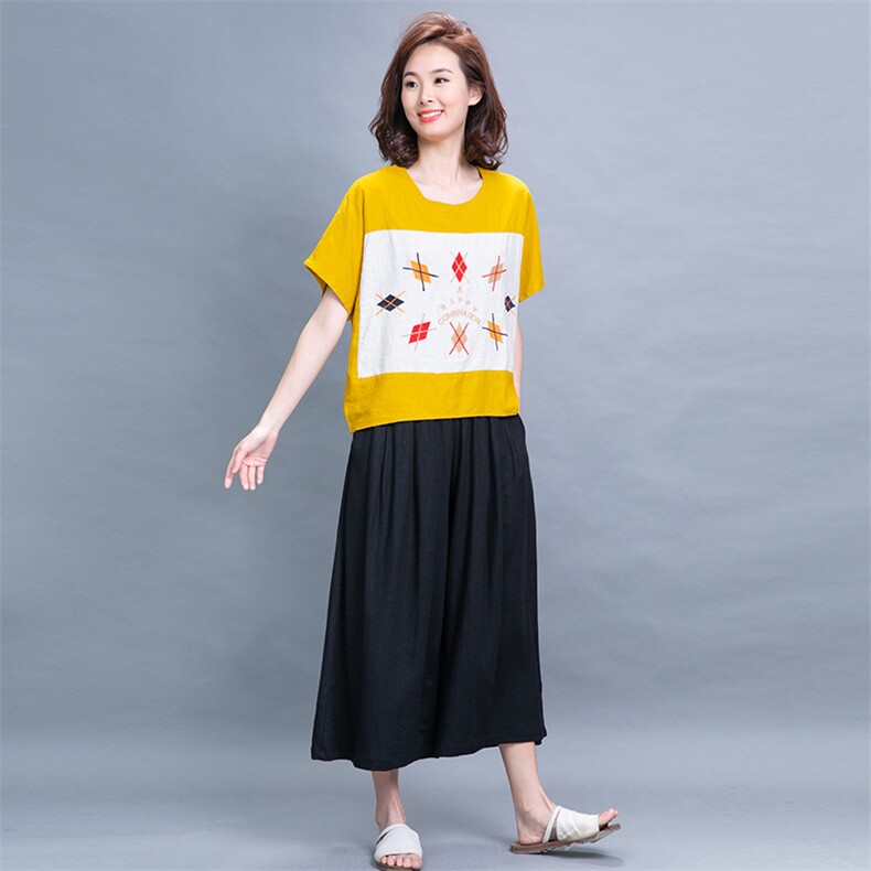 圆领纯色气质百搭优雅阔腿裤套装/套裙2021年夏季,女装套装/套裙,独衣靓
