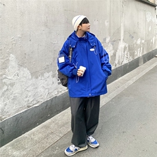1克莱因蓝冲锋衣中性风大码M-5XL抽绳连帽夹克男JK7569P75控99，男装夹克，星座226-2