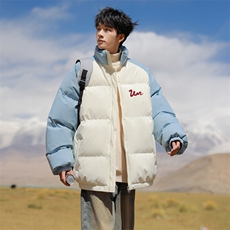 现货抖音得物可供视频三防加厚羽绒拼接棉衣外套面包棉服86652，男装棉衣，电商A486