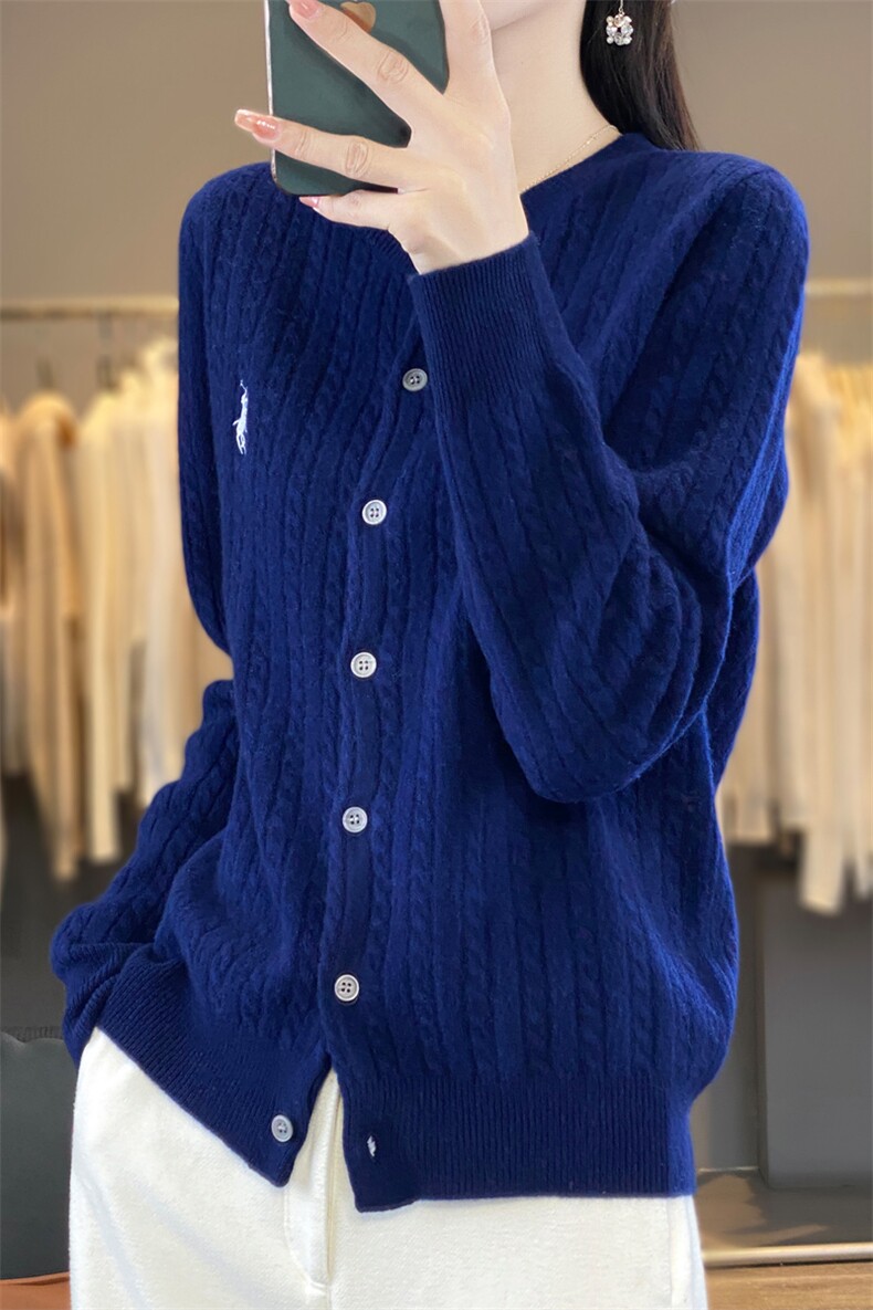 复古麻花撞色假两件针织开衫女短外套毛衣2024冬季高级感上衣外搭,女装羊毛衫,端硕羊绒