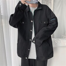 JK959/P75秋装新款撞色男士工装夹克日系男青少年大码宽松外套男图片