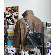 405A美式复古个性金属设计短款皮衣棉服MY24916-特批108控178，男装皮衣，星座405A