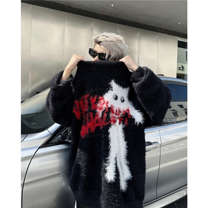 BOEAX潮牌美式高街2024上衣秋冬慵懒风oversize毛衣男女MY9813图片
