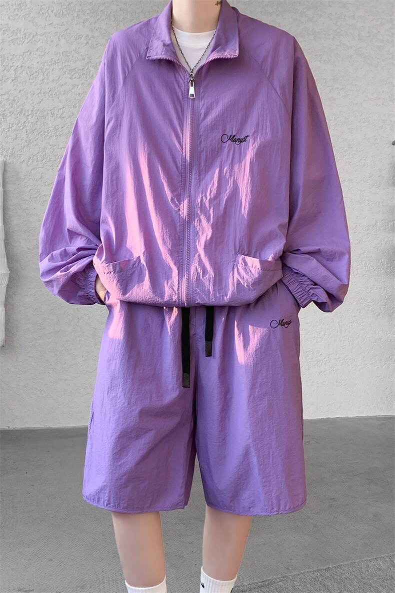8XL-M特大码冰丝防晒服短裤套装男户外防晒衣运动外套潮TZ102P65,男装防晒衣,电商D206-1