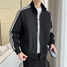 立领开衫夹克男2026新款拉链卫衣条纹运动休闲外套JK02567-P75，男装夹克，星座308B-2