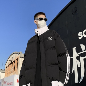F72-P98 冬季韩版条纹拼色棉服男2024新款潮流ins加厚棉衣外套图片