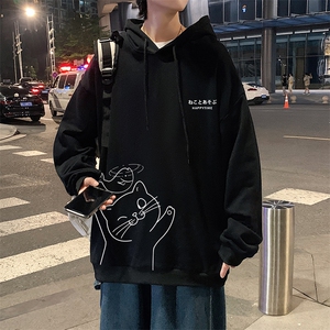 WY2133-P35 加绒款-P40 纯棉连帽卫衣男大码运动帽衫宽松薄外套男图片