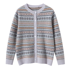 2025年秋季新款百搭男女同款提花系扣时尚潮流羊毛开衫，童装儿童羊毛衫，宏杨羊绒