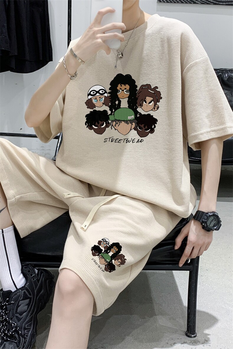！2023夏季潮牌男士短袖T恤套装学生一套衣服TZH07P50,男装T恤,电商B220