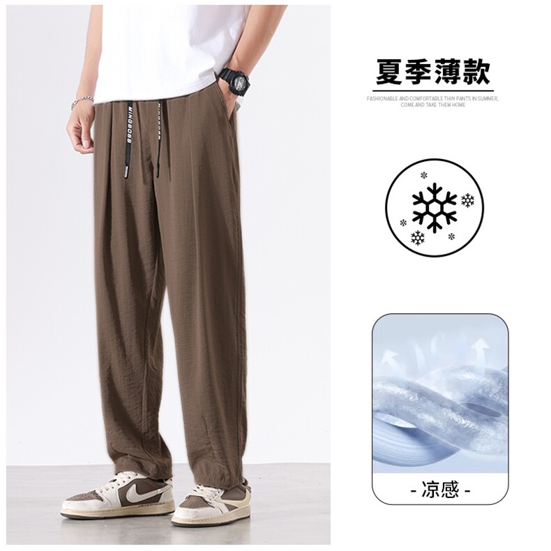 亚麻裤 夏季薄款宽松大码冰丝棉麻男士休闲长裤K78629-P65图片