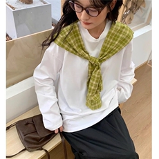 【有货】DT1806-特P58美式披肩格子设计假两件绑带长袖t恤男女潮，男装T恤，星座603-2