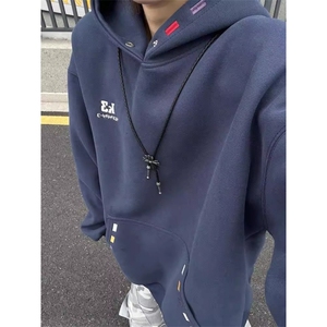 白花灰色重工刺绣卫衣男廓形连帽衫青岛即墨外套 WJ07图片