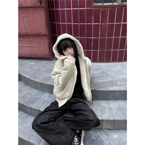 美式兔毛连帽座山雕夹克棉服男冬季加绒棉衣外套MF390-P99图片