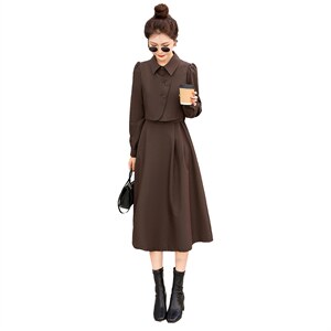 长袖连衣裙女春秋2025春秋新款气质高级感法式马甲衬衫裙子图片