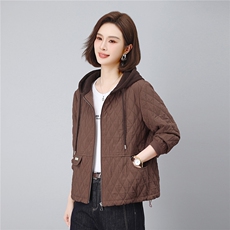 长期现货2026春秋装新款韩版时尚夹棉宽松连帽休闲棉服连帽外套女，女装短外套，璐依舞