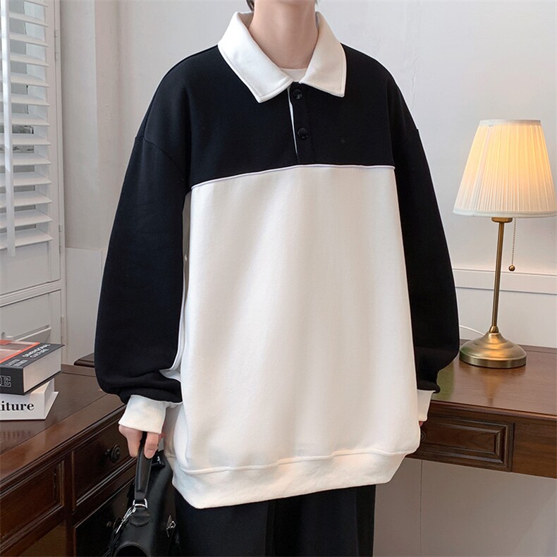 春装新品撞色拼接卫衣男女同款学生简约宽松衬衫WY021-P70控价98,男装卫衣,电商A441-1