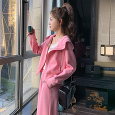 182-8359-P155-K228-粉色少女风休闲套装直筒裤两件套，女装套装/套裙，帛香坊