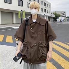 2025夏新款纯色短袖衬衫潮C1275P40，男装衬衫，星座1108