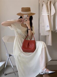 法式泡泡袖连衣裙夏季设计感众温柔高级感初恋裙子图片