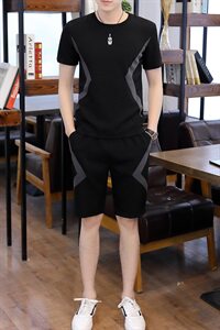男士冰丝短袖T恤潮流休闲运动套装男装夏装一套衣服帅气T719-P50图片