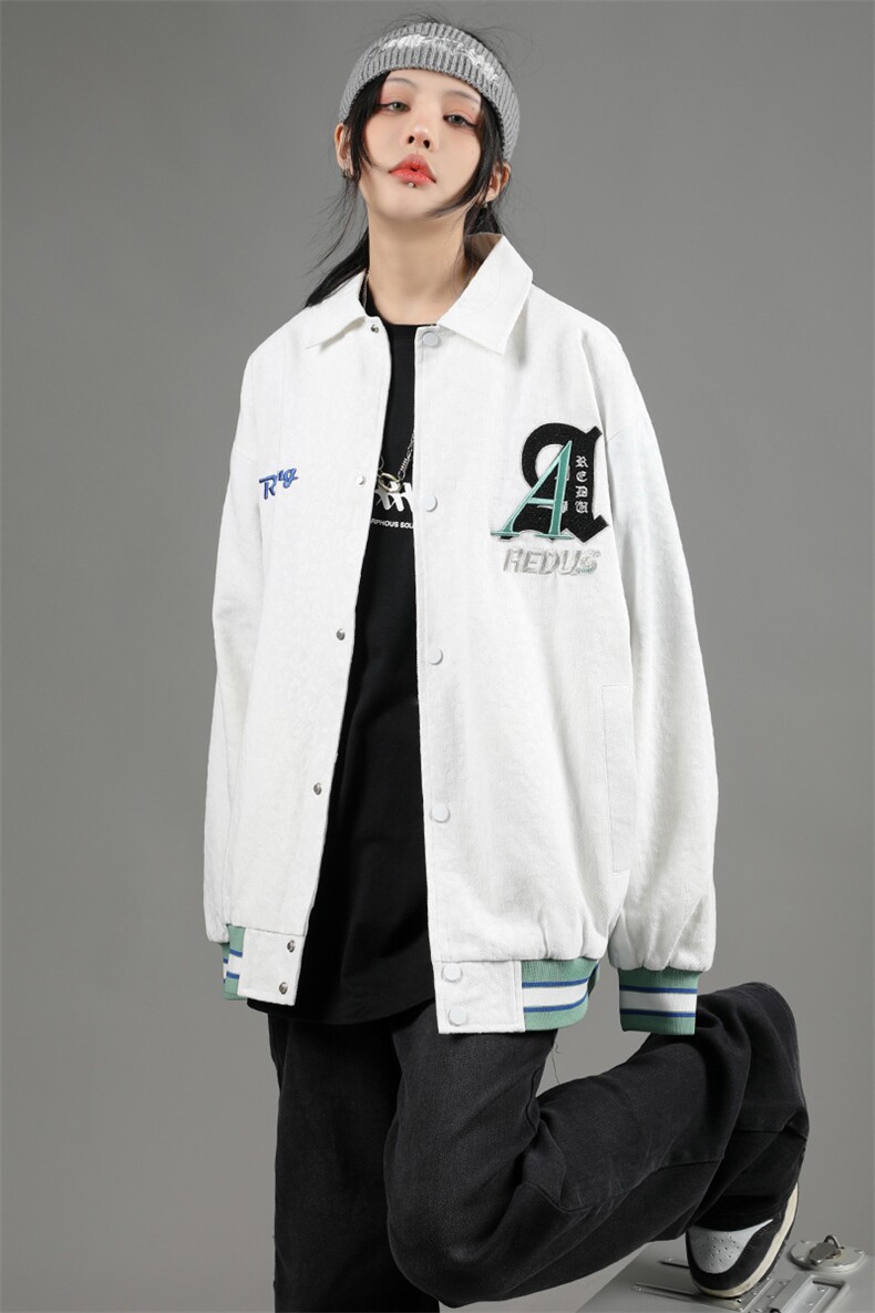 2023秋款新品刺绣夹克男女中性风青少年运动棒球服外套8007-P85,男装夹克,电商A441-1