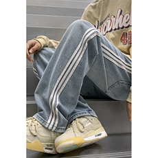 牛仔裤男秋冬新款港式宽松美式休闲阔腿裤K2358-P48，男装牛仔裤，星座214-3