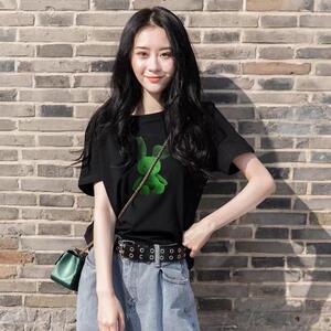新款印花图案宽松圆领显瘦百搭气质短袖T恤图片