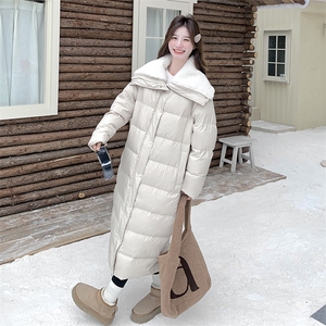 新款！羊羔毛拼接长款羽绒服2C133-8829-P295-K428图片