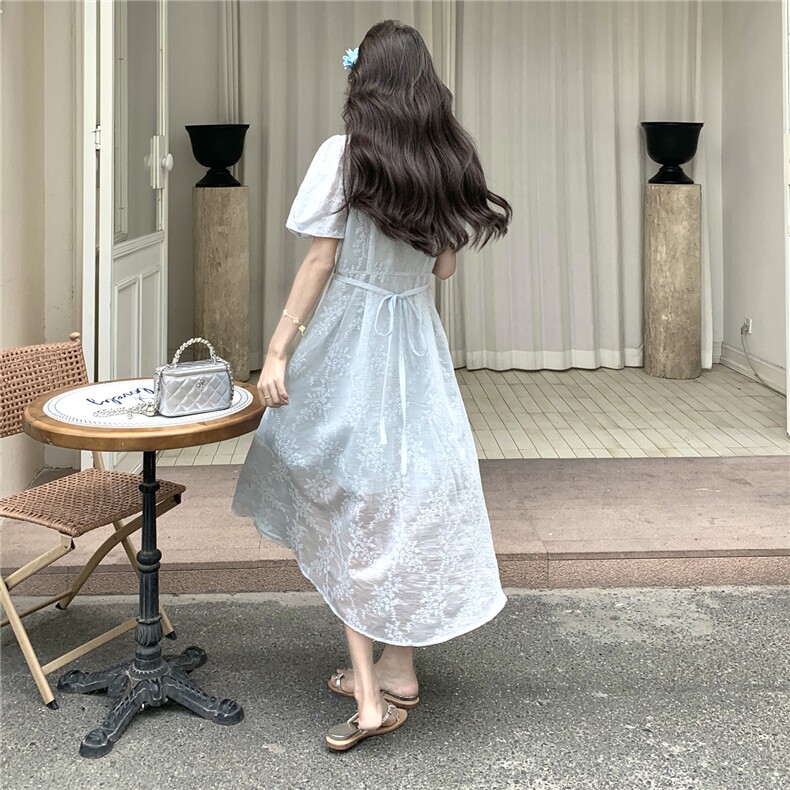 夏季法式温柔风精致重工刺绣+拼花边连衣裙女182A-8712P155K238,女装连衣裙,浙宝182A