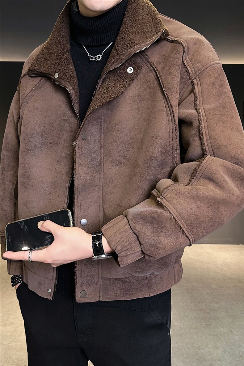 皮毛一体外套男士皮衣冬季2025新款加绒加厚皮夹克A313-9926-P178,男装夹克,电商A313