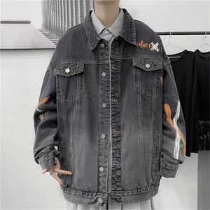 牛仔外套男士潮牌秋冬季港风韩版潮流百搭休闲夹克男装W317/P60图片