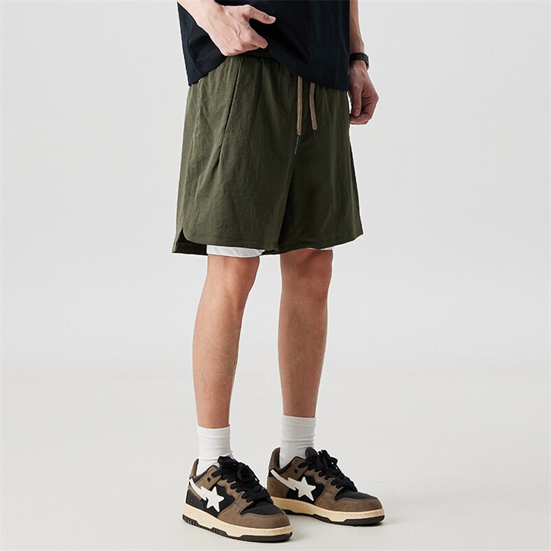 D13青年男士夏季美式休闲运动五分短裤夏季中裤P42军绿色，男装牛仔裤，星座1615-1