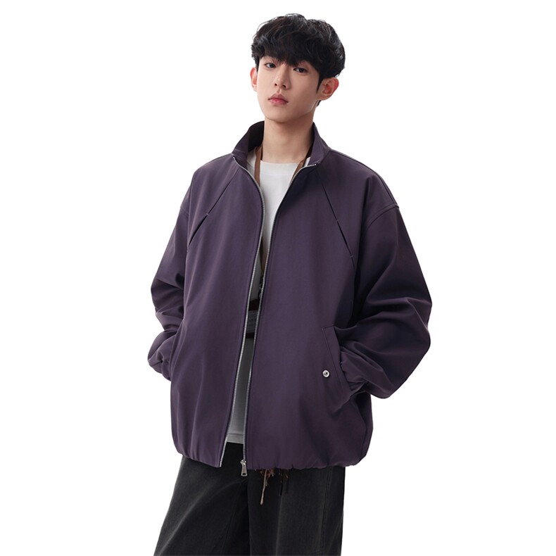 美式立领拉链夹克春季新款宽松休闲百搭纯色外套XZ309JK8639P78,男装夹克,星座309（原A406）
