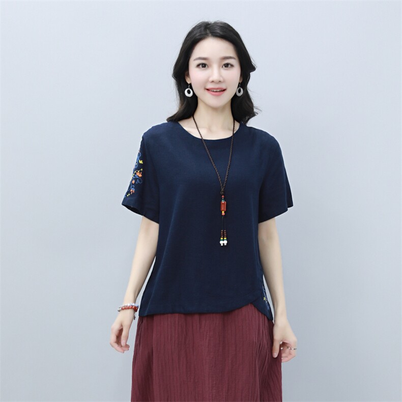 气质韩版时尚2021年春季短袖圆领T恤纯色简约都市百搭舒适,女装T恤,涵誉