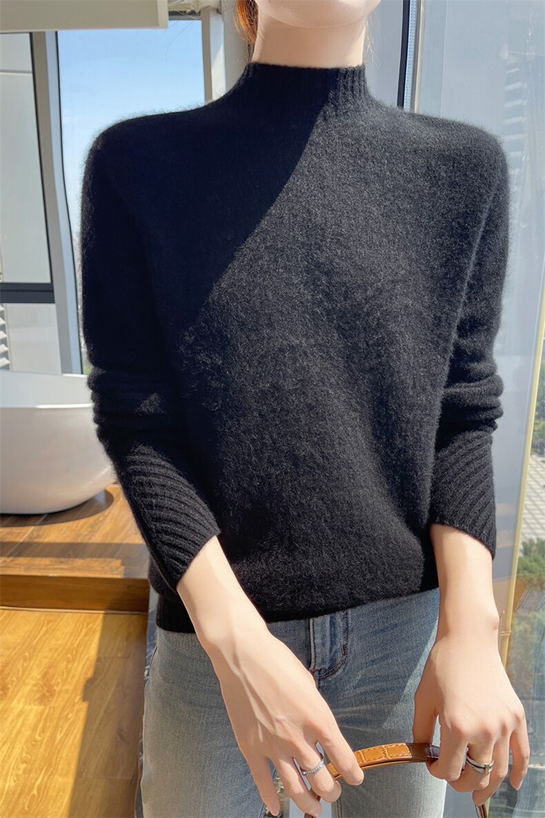 秋冬季新款舒适时尚百搭七针孔袖羊毛衫,女装羊毛衫,美轩羊绒