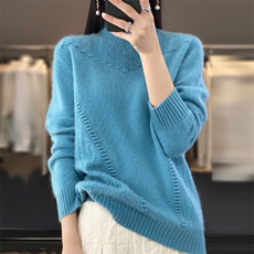 秋冬新款时尚保暖舒适纯毛七针鼓波羊毛衫女，女装羊毛衫，大美人高端店