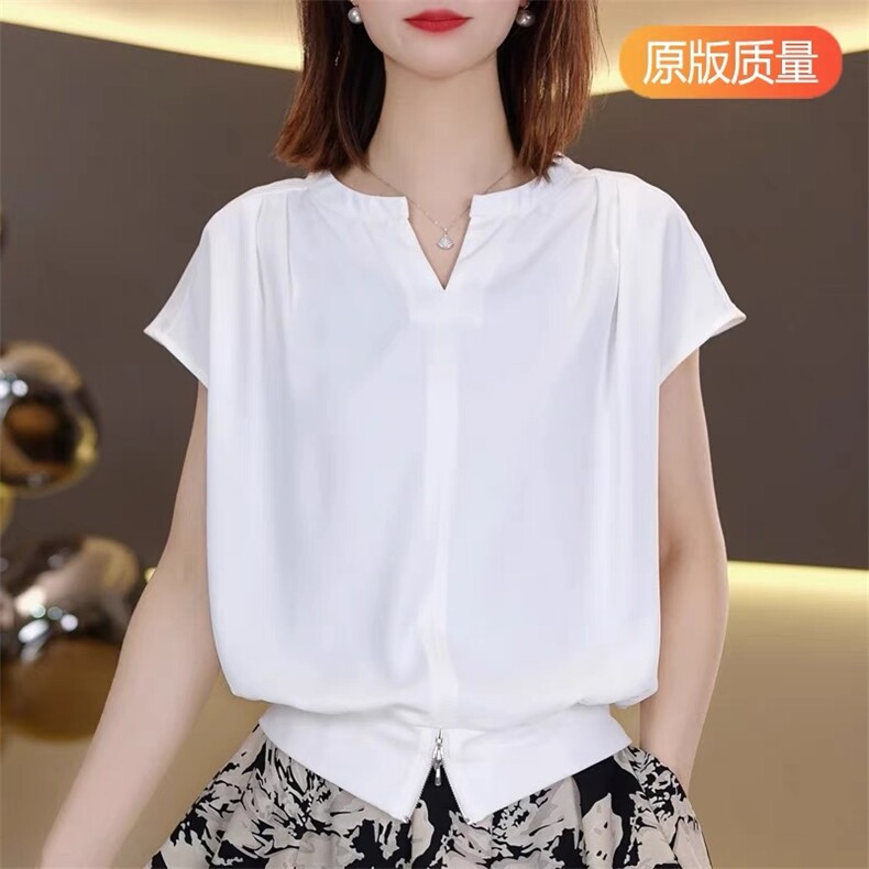 2025百搭时尚仿醋酸面料下摆拉链落肩袖，女装针织衫/毛衣，晨旭羊绒