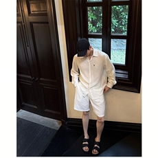 现货~夏季宽松休闲裤亚麻肌理感慵懒五分短裤男DK036-P35，男装牛仔裤，星座1004-3
