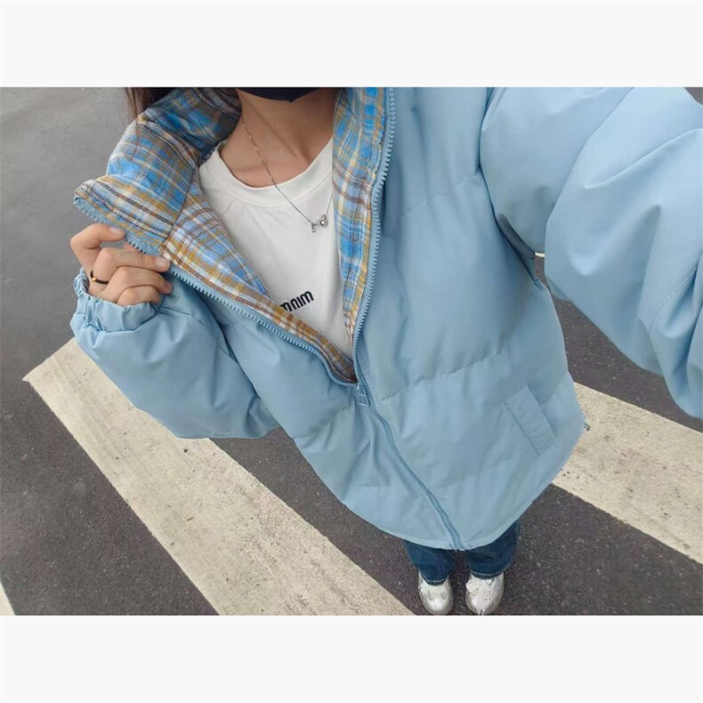2025中性款撞色格子棉衣女装面包服加厚保暖中性款棉服P39-1661,男装棉衣,星座207