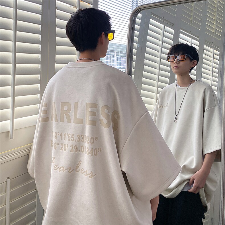 2026春夏新款麂皮绒美式激光刻字短袖 XZ604-DT305-P45控58图片