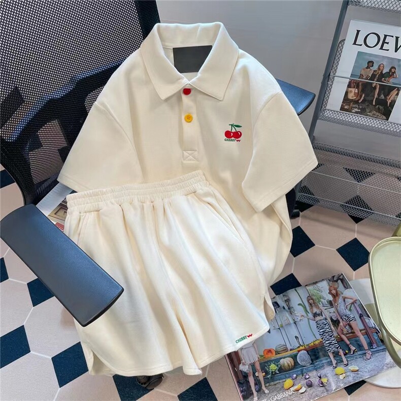 H513-p45学生少女Polo衫套装女夏季学院风短袖短裤两件套，女装套装/套裙，星座617A-2
